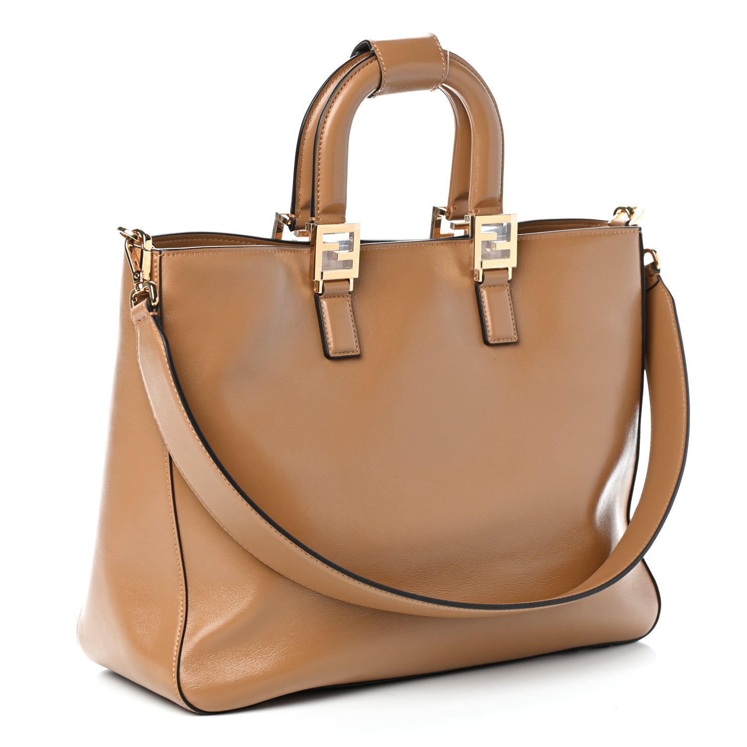 Fendi Vitello Glacier Medium FF Tote Nocciola 3 of 9
