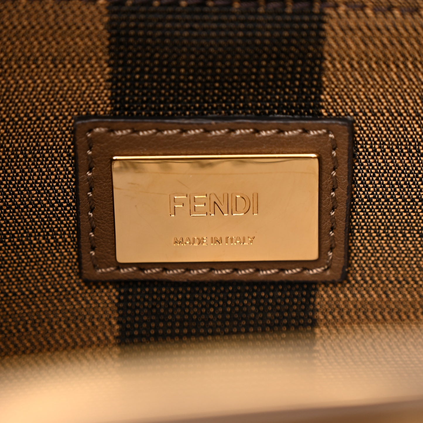 Vitello Seta Fabric Jacquard Pequin Medium Peekaboo Iconic Satchel Foresta Tobacco
