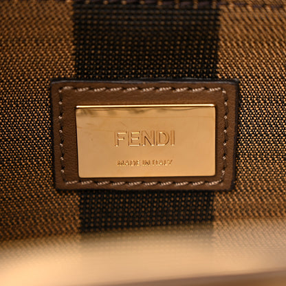 Fendi Vitello Seta Fabric Jacquard Pequin Medium Peekaboo Iconic Satchel Foresta Tobacco 7 of 11
