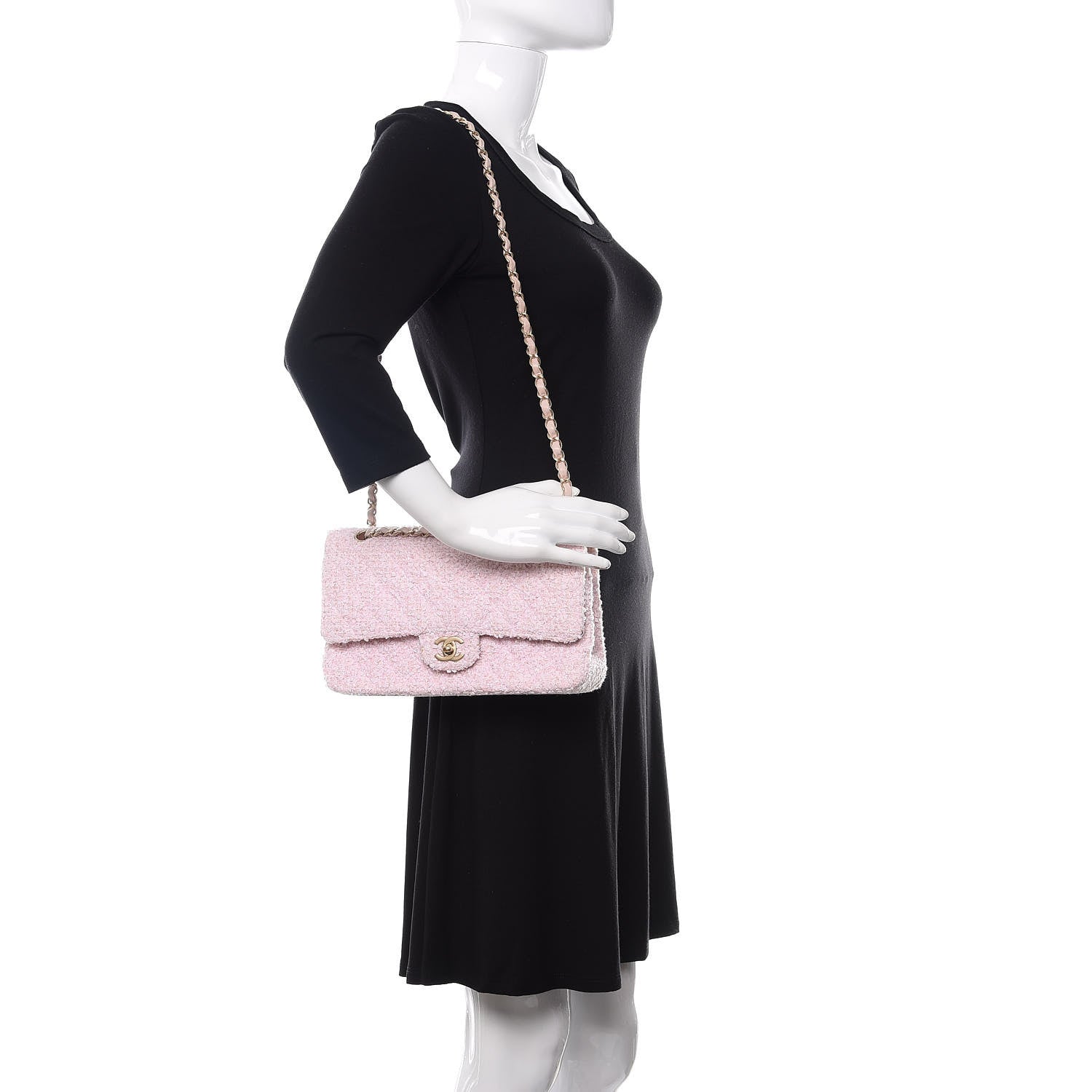 Chanel Tweed Medium Double Flap Pink 2 of 11