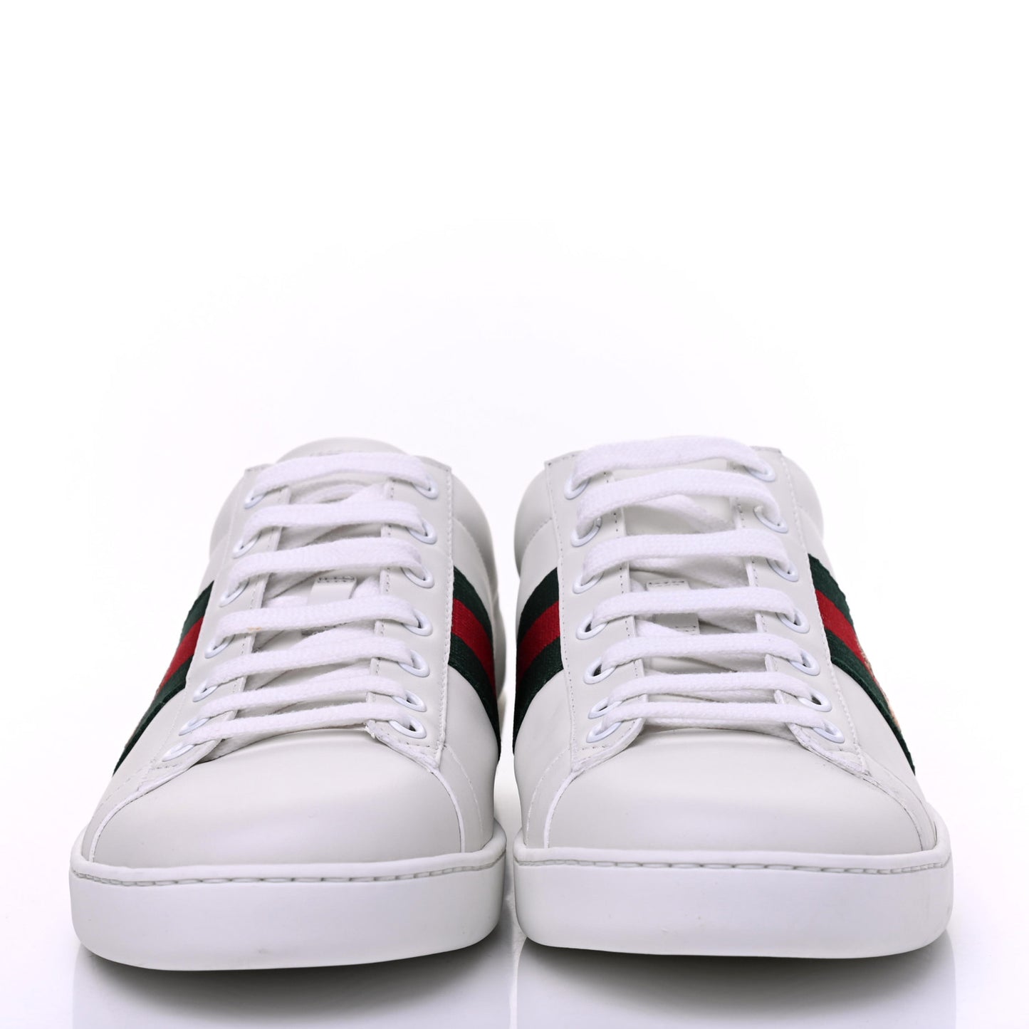 Calfskin Web Bee Embroidered Womens Ace Sneakers 39.5 White Green