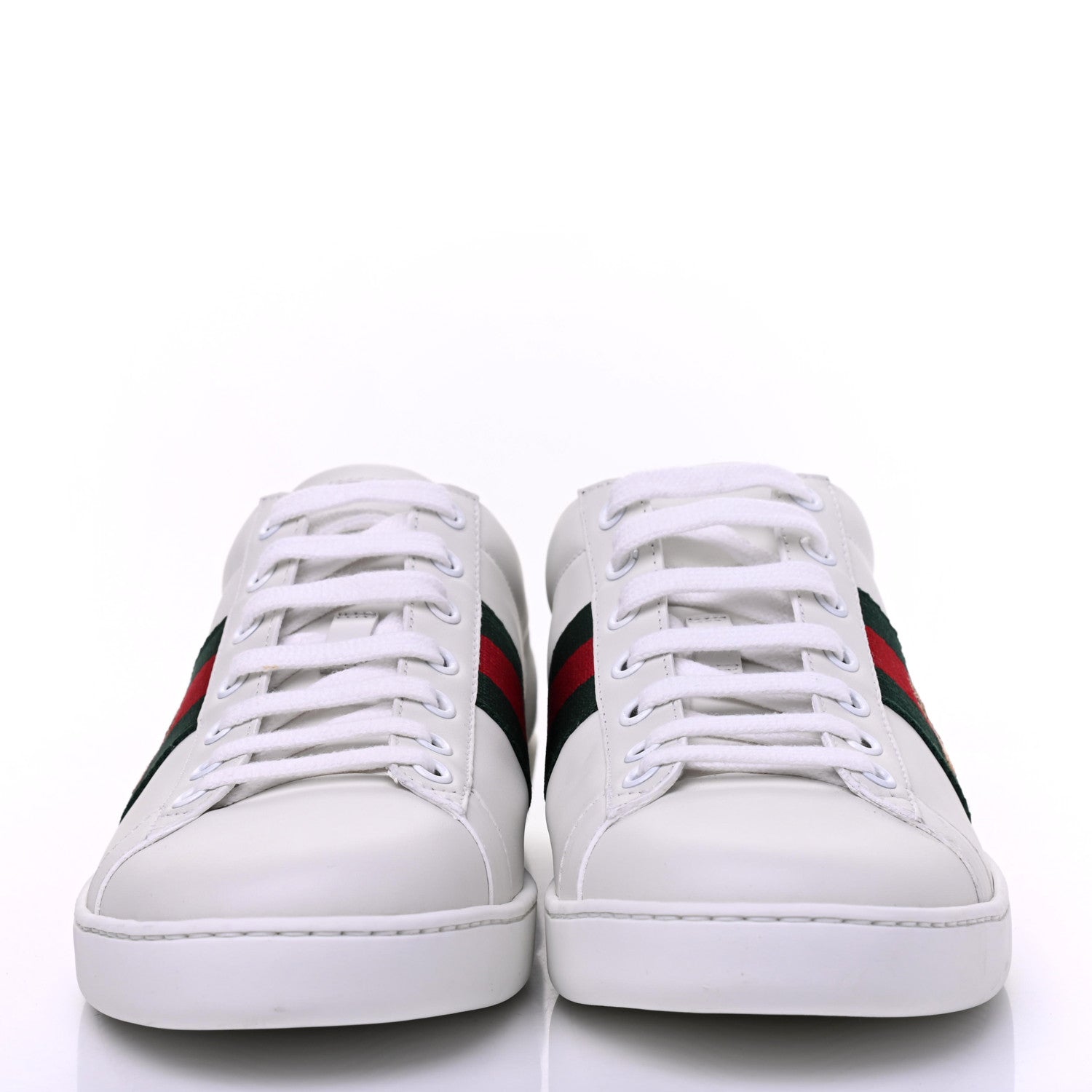 Gucci Calfskin Web Bee Embroidered Womens Ace Sneakers 39.5 White Green 2 of 13