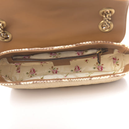 Gucci Raffia Elaphe Matelasse Small GG Marmont Shoulder Bag Natural Cream Brown 5 of 11