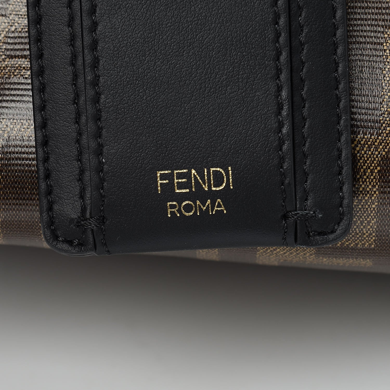 Fendi Glazed Fabric Vitello Century FF 1974 Stamp Patch Mini Peekaboo Defender Cover Mogano Panna Black 6 of 8