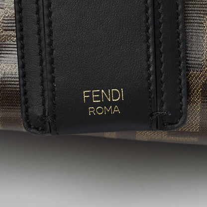 Fendi Glazed Fabric Vitello Century FF 1974 Stamp Patch Mini Peekaboo Defender Cover Mogano Panna Black 6 of 8