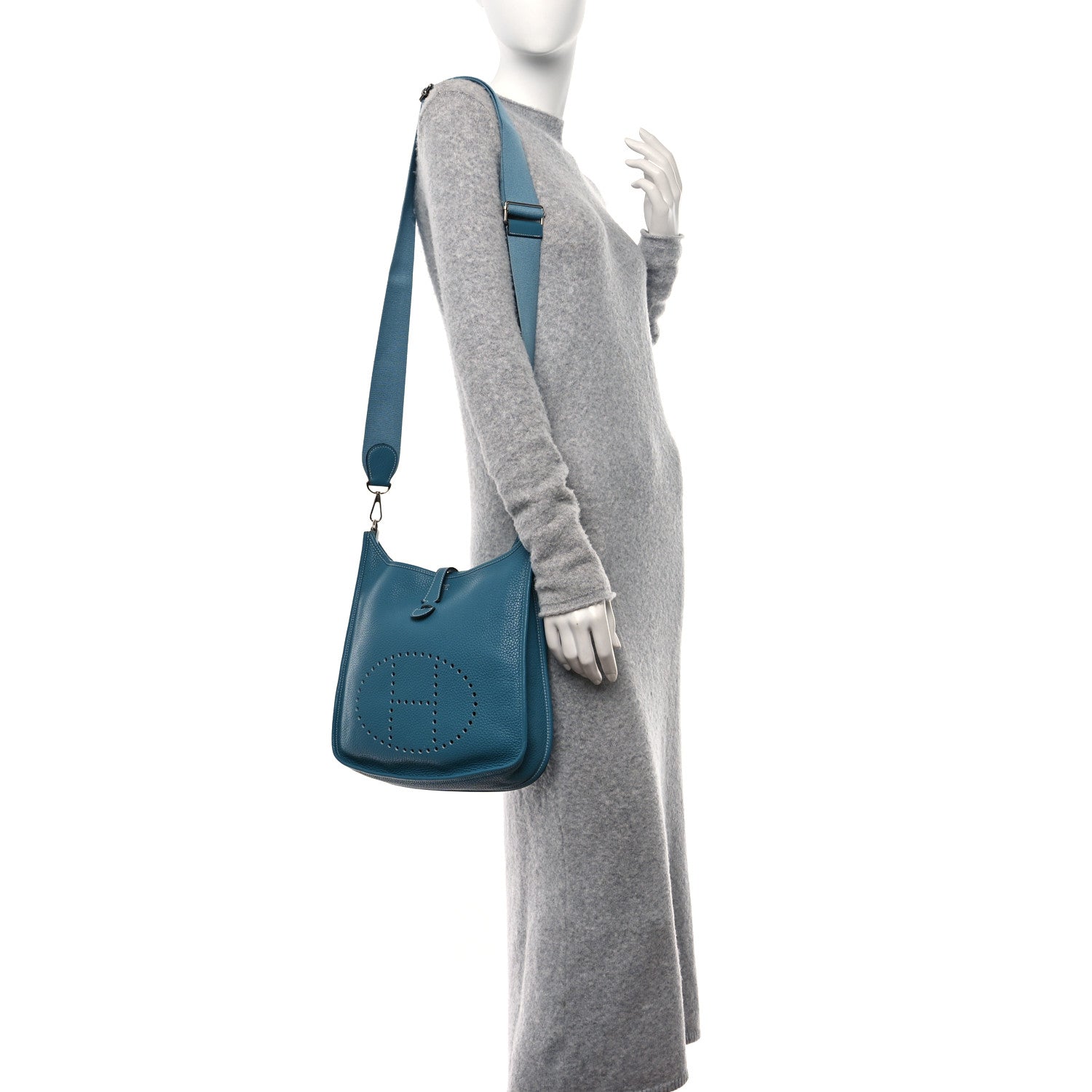 Hermes Taurillon Clemence Evelyne III PM Blue Jean 2 of 9