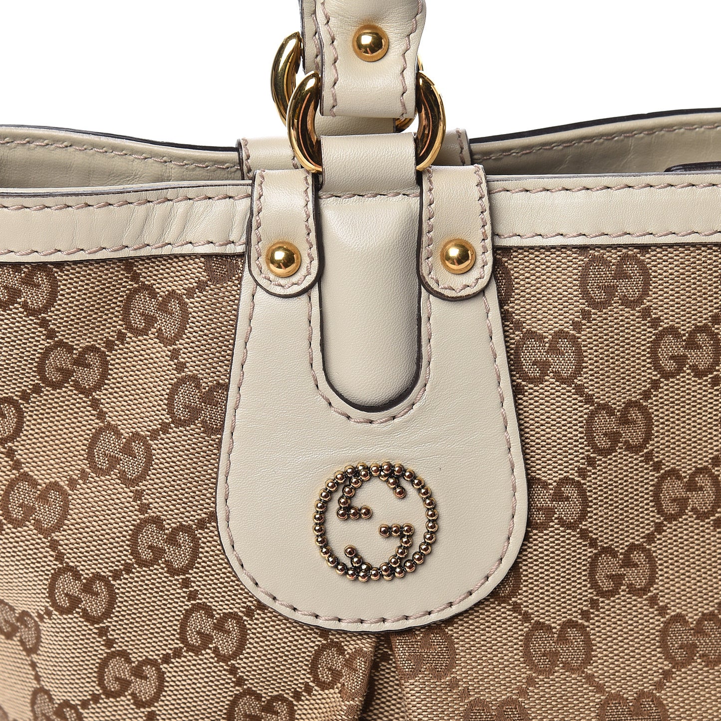 Monogram Medium Scarlett Studded Tote Off White