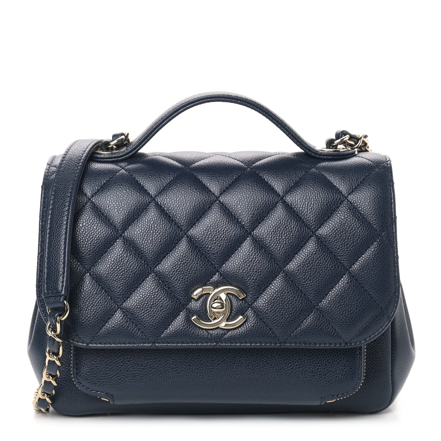 Caviar Quilted Medium Business Affinity Flap Navy