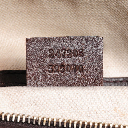Gucci Monogram Selleria Calfskin Vintage Web Medium Boston Beige Ebony Cocoa 9 of 9