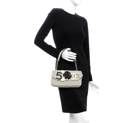 Chanel Canvas Camellia No. 5 Flap Beige Black 2 of 7