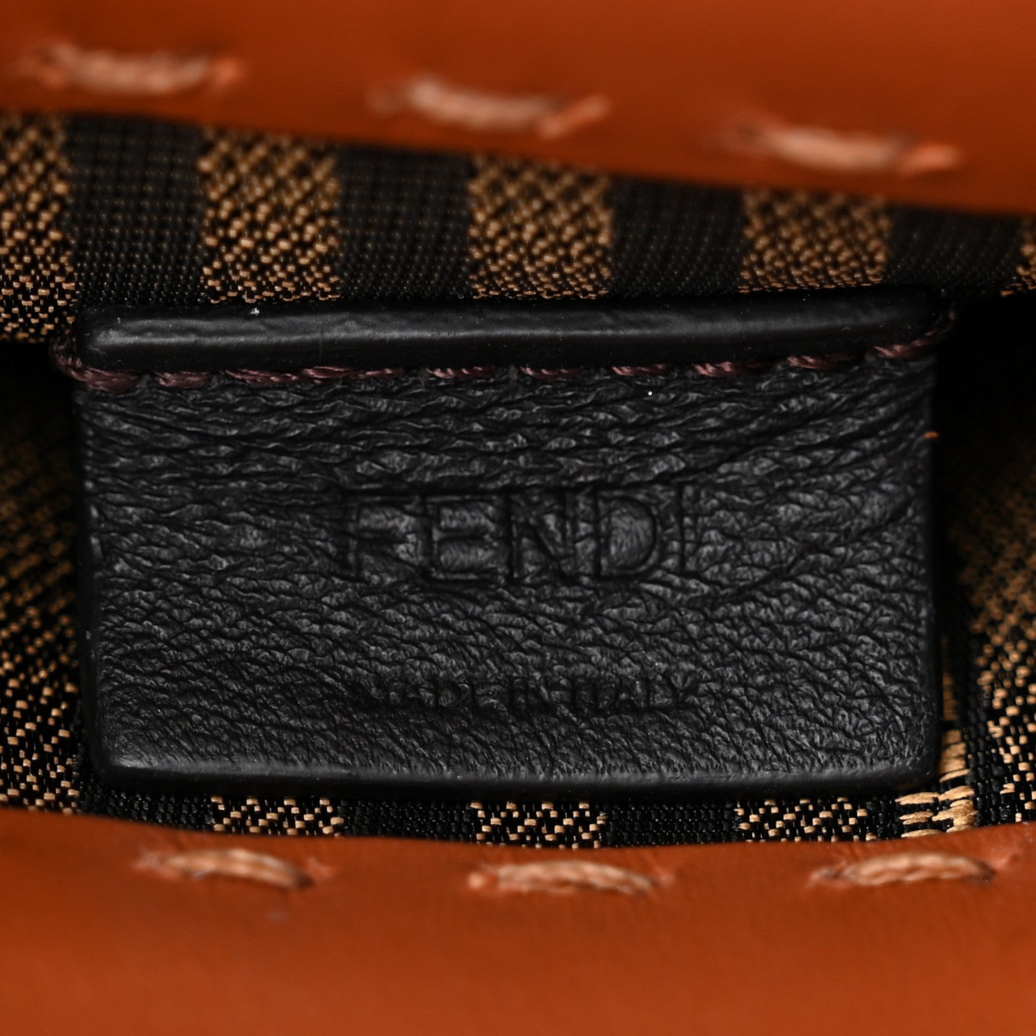 Fendi Vitello King Plexiglass Logo Embossed Mini Fendi Sunshine Shopper Tote Cuoio 6 of 11