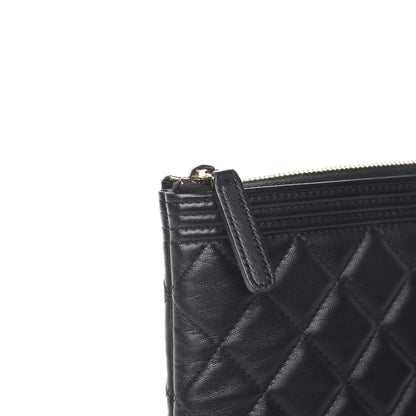Chanel Lambskin Quilted Large Boy Cosmetic Case Black 9 of 9