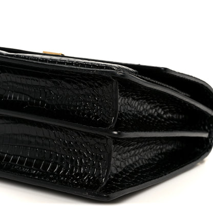Saint Laurent Calfskin Crocodile Embossed Large Monogram Sunset Black 12 of 12