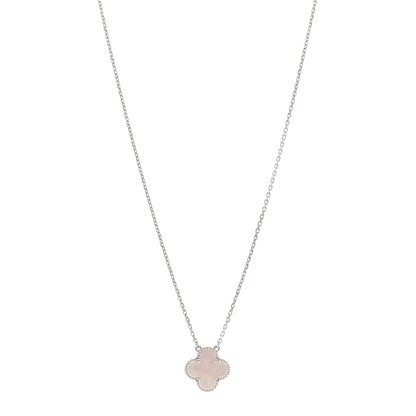 Van Cleef & Arpels 18K White Gold Mother of Pearl Vintage Alhambra Pendant Necklace 1 of 6