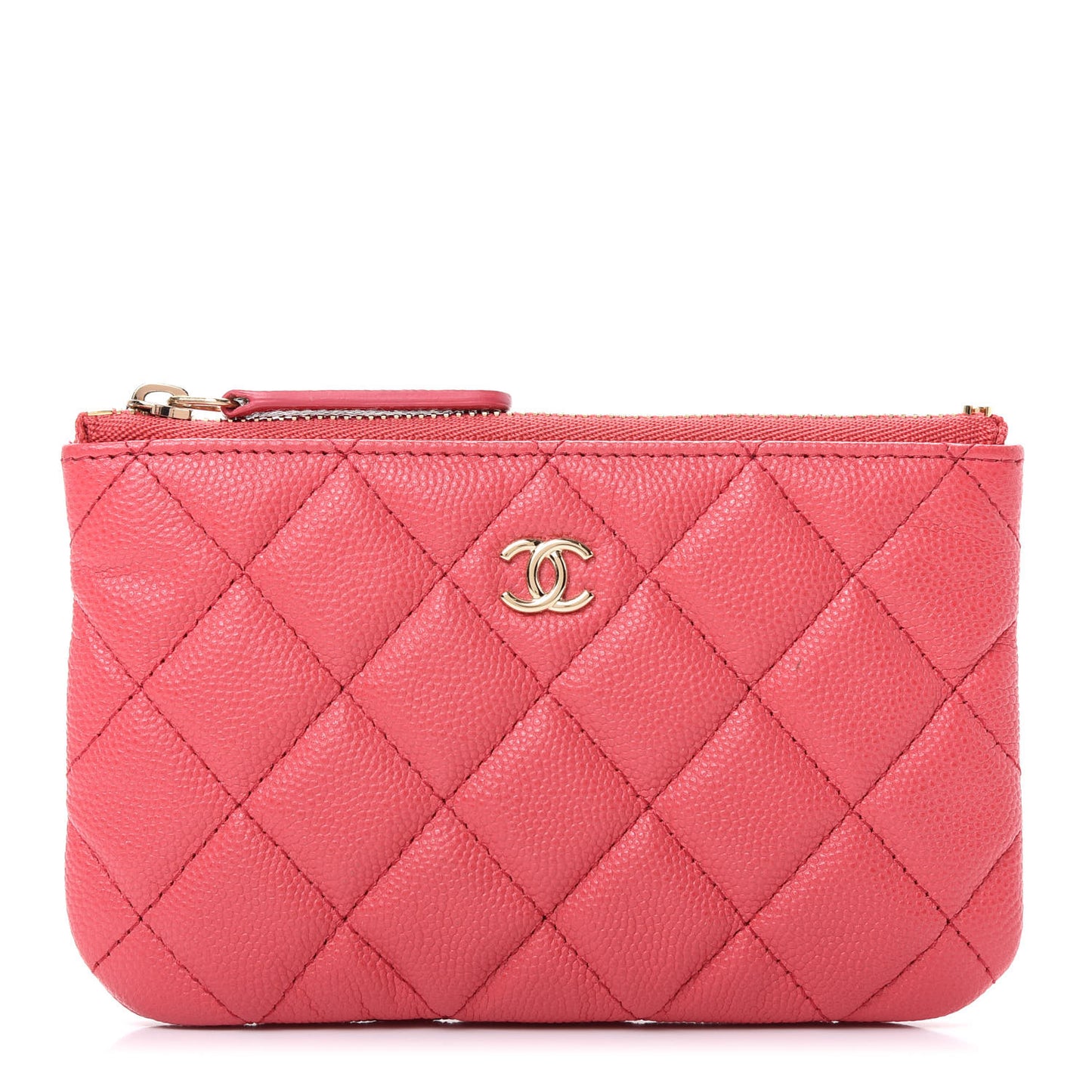 Caviar Quilted Small Cosmetic Case Dark Pink
