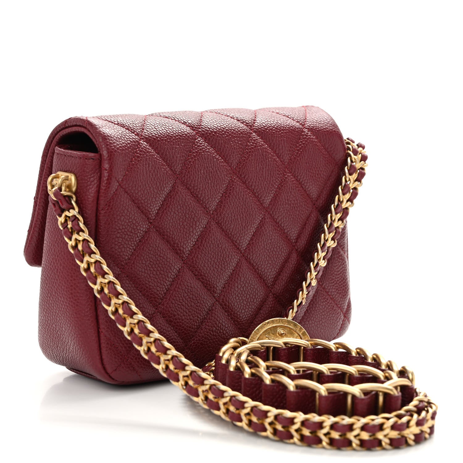 Chanel Caviar Quilted Mini Chain Soul Flap Burgundy 3 of 11