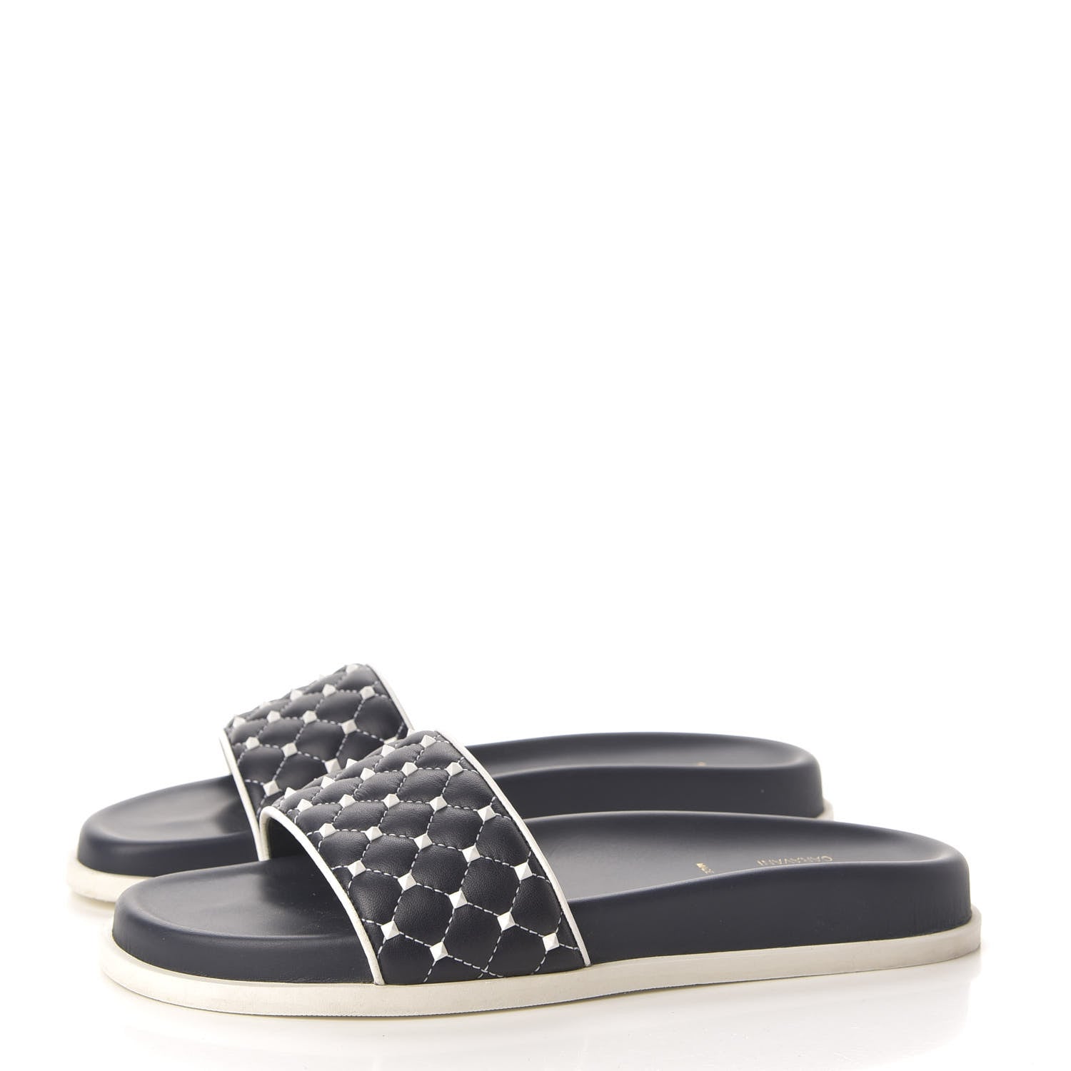 Valentino Garavani Nappa Free Rockstud Spike Pool Slide Sandals 38 Marine 3 of 8