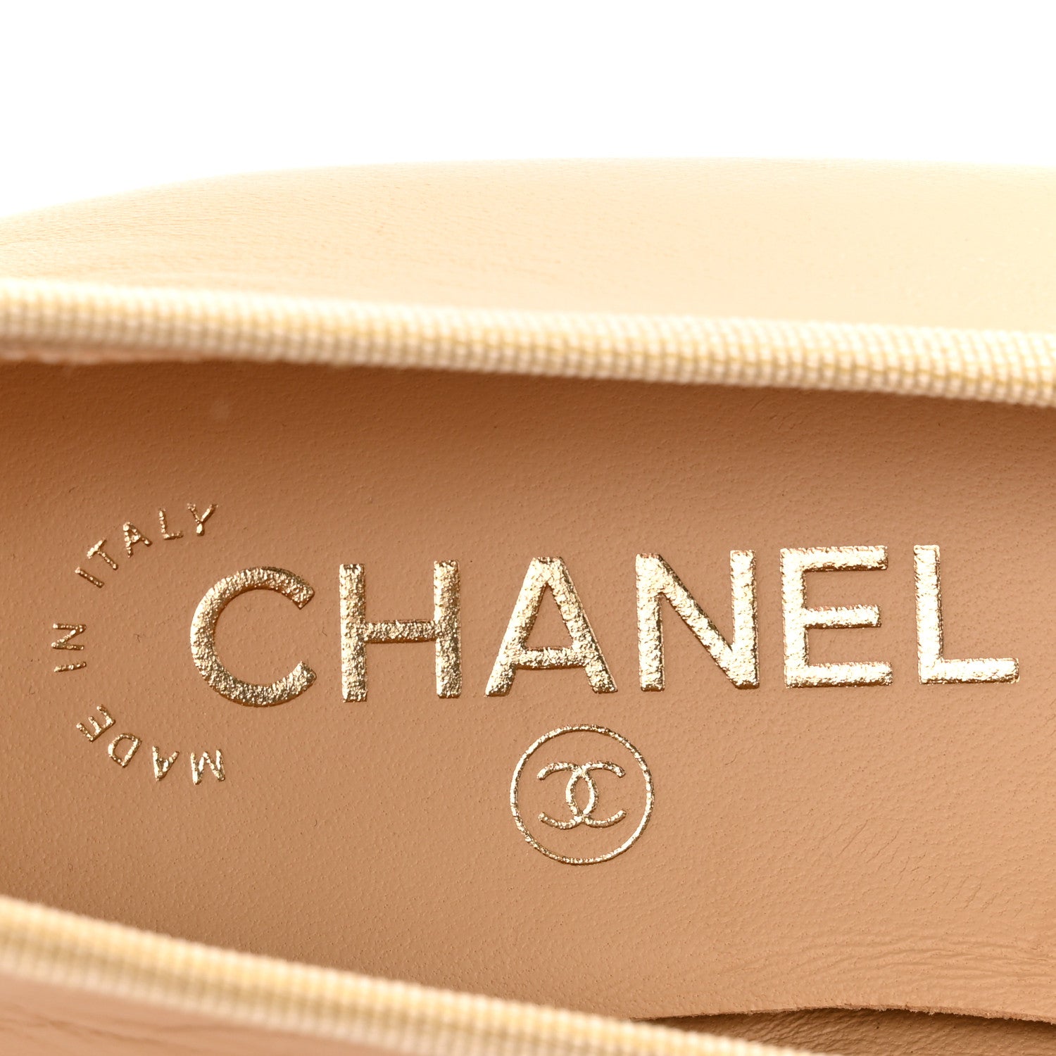 Chanel Lambskin Cap Toe CC Ballerina Flats 38 Beige Black 8 of 10