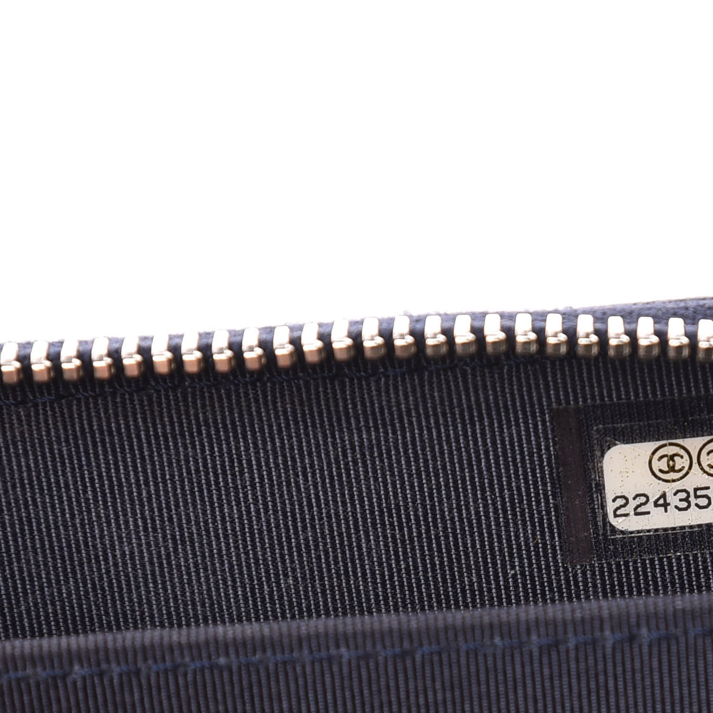 Caviar Chevron Quilted Zip Around Coin Purse Navy Blue