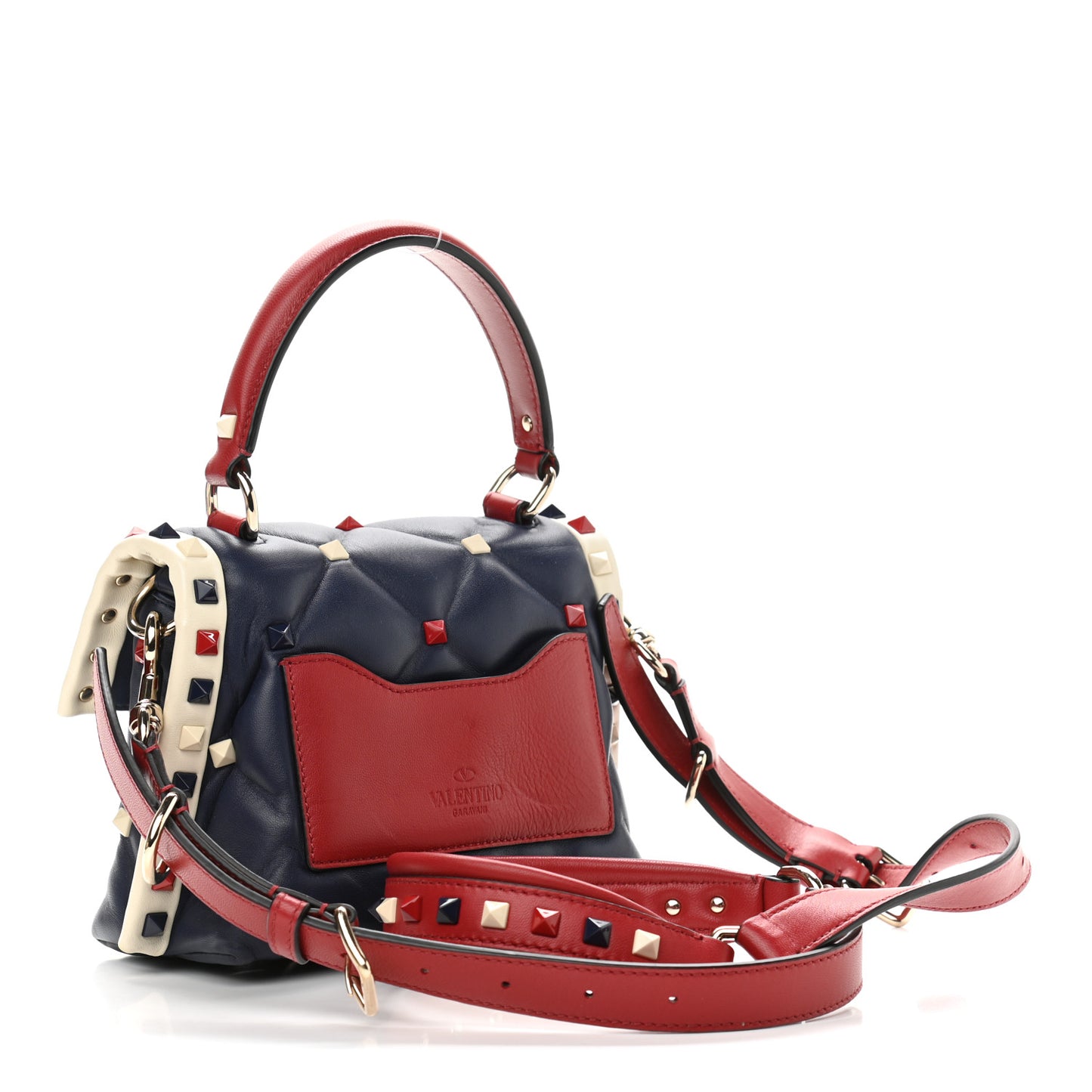 Nappa Mini Candystud Top Handle Bag Navy