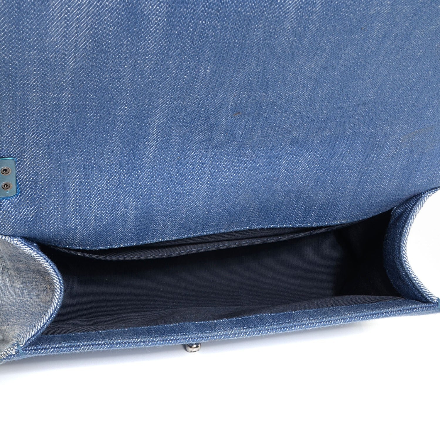 Chanel Denim Chevron Medium Boy Flap Blue 7 of 9