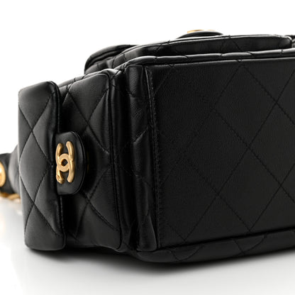 Chanel Shiny Lambskin Quilted Trendy Pockets Hobo Black 9 of 12
