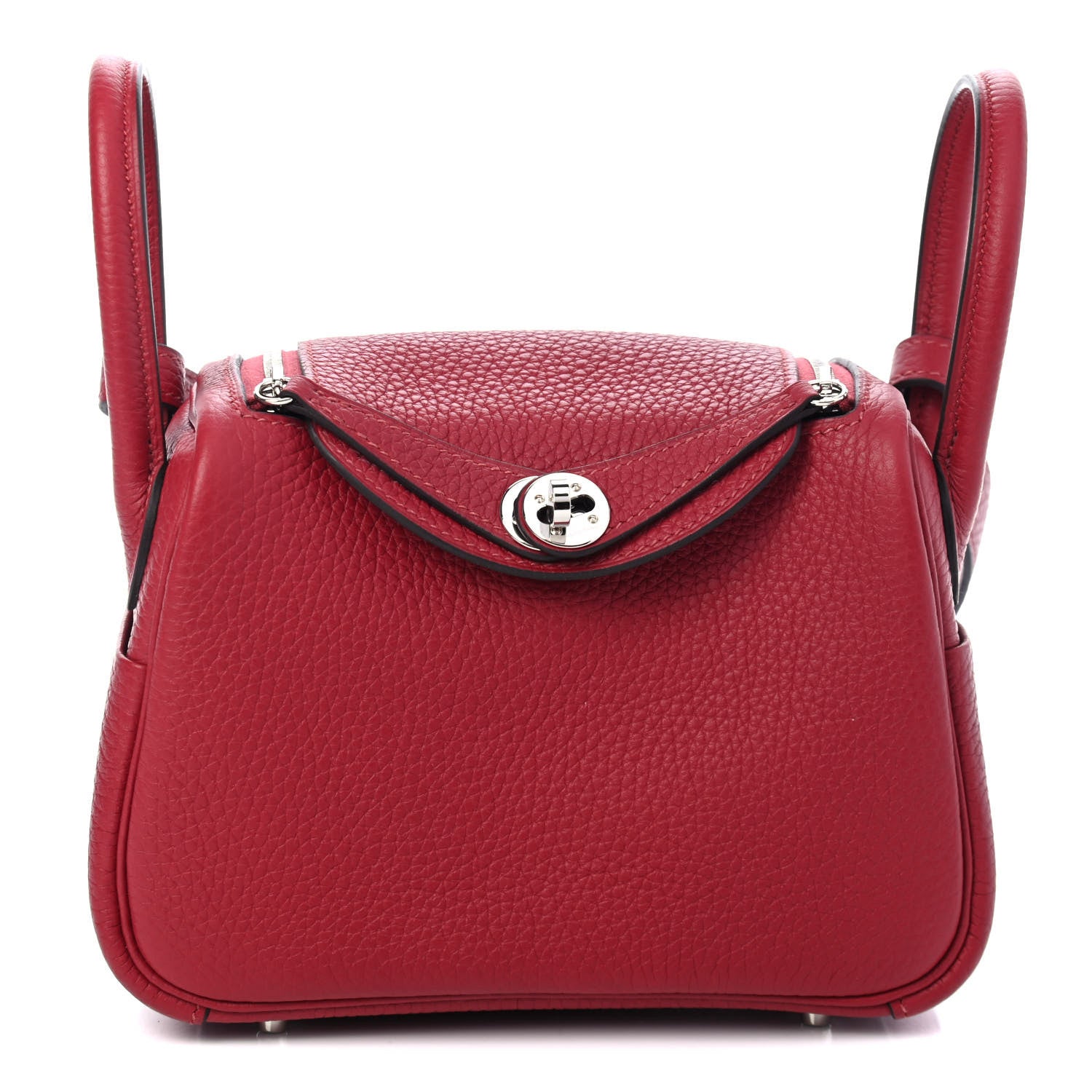 Hermes Taurillon Clemence Mini Lindy 20 Rouge Grenat 1 of 4
