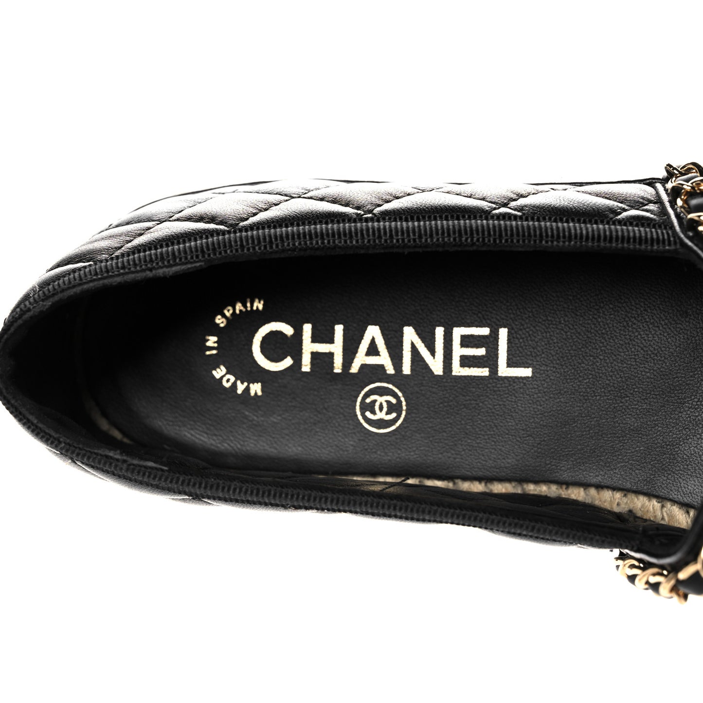 Lambskin Quilted CC Chain Espadrilles 39 Black