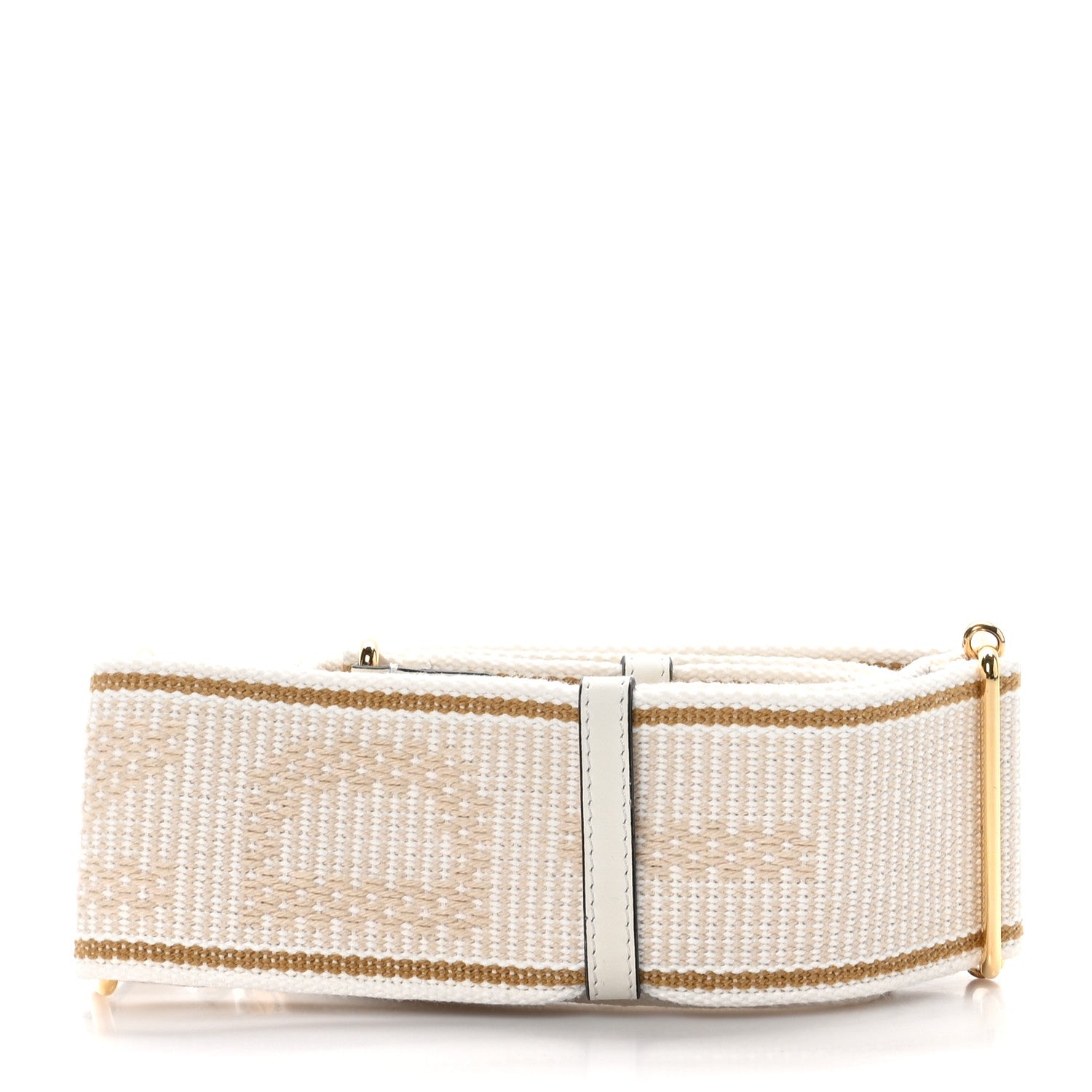 Fendi Cannete Ribbon Poly Vitello Century Logo Adjustable Strap You White Garza Ecru 2 of 5