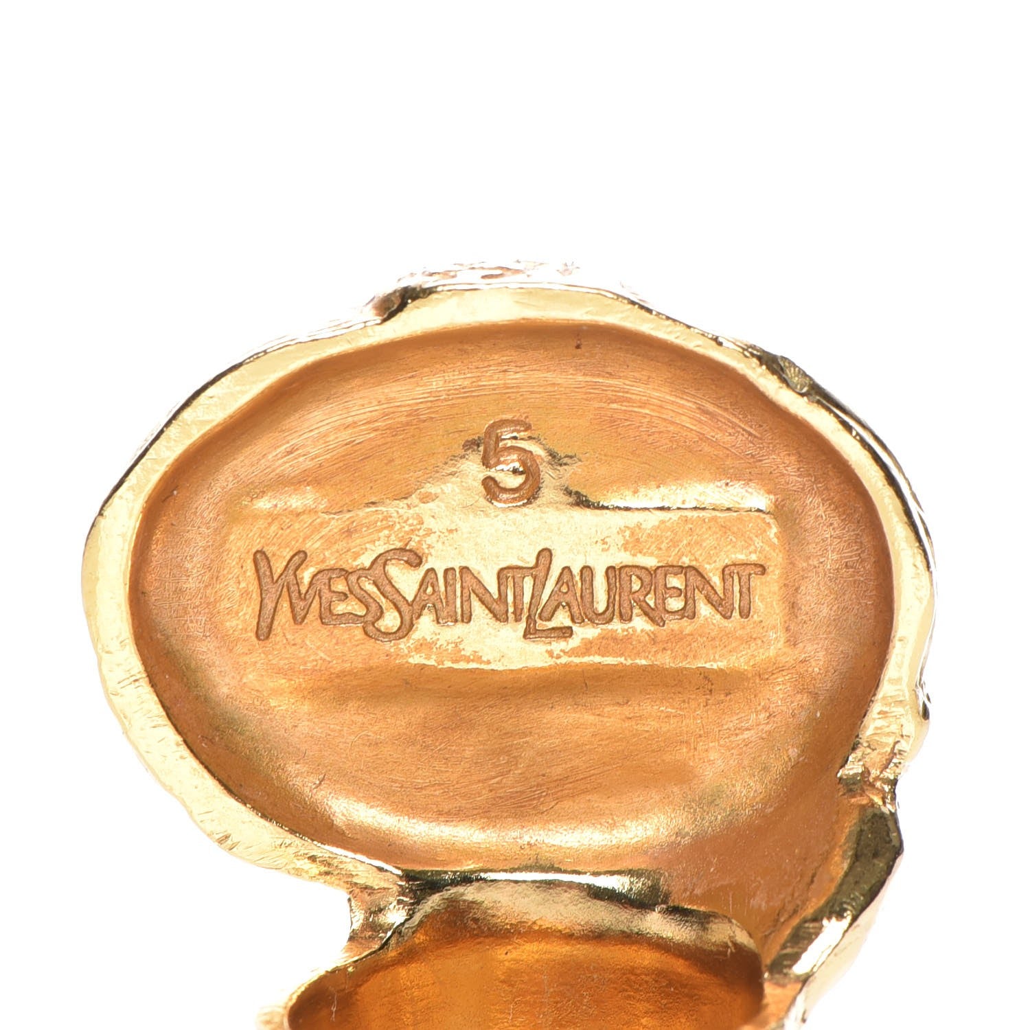 Saint Laurent Glass Cabochon Arty Ovale Ring 5 Gold Turquoise 4 of 4