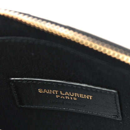 Saint Laurent Grain De Poudre Chevron Monogram Bill Pouch Black 6 of 10