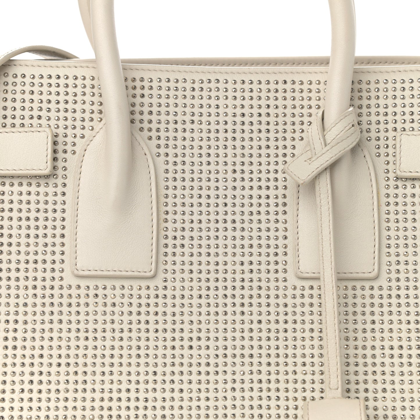 Calfskin Studded Small Sac De Jour White