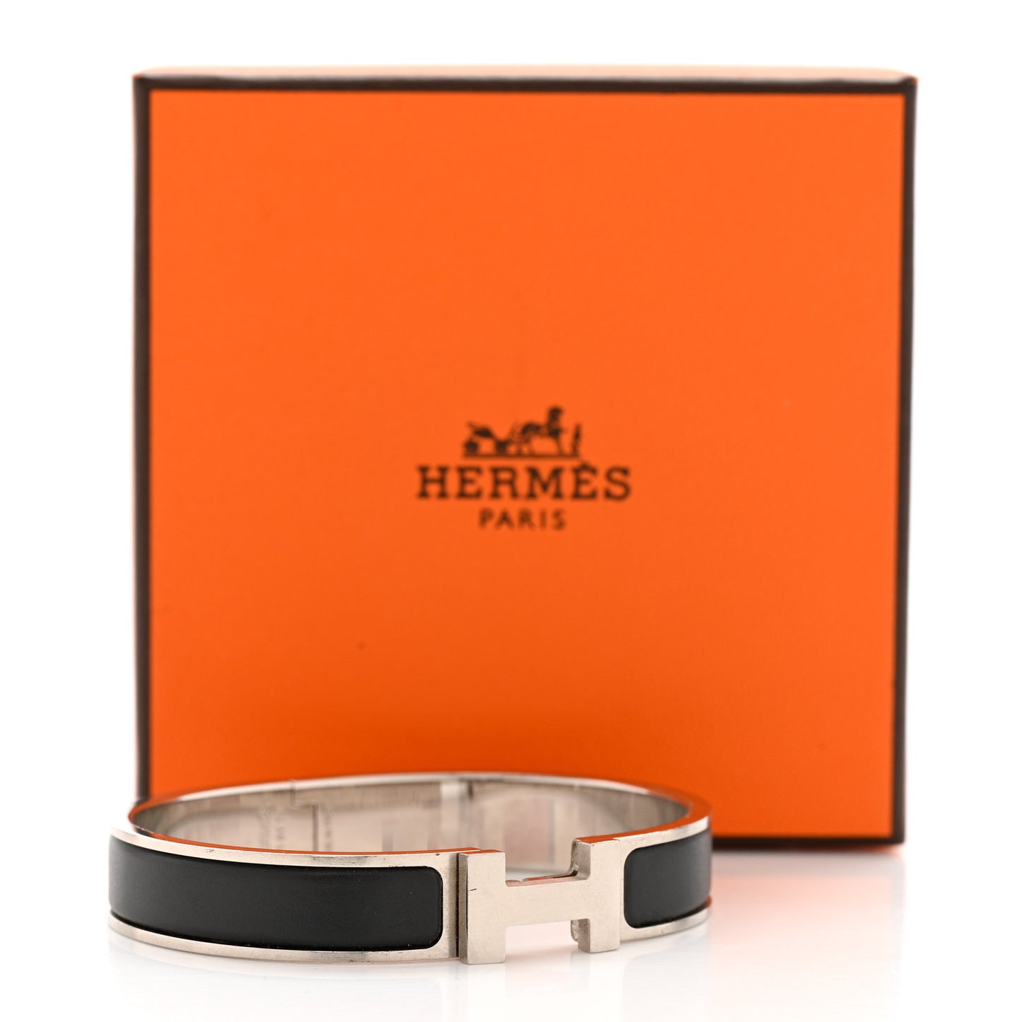 Matte Enamel Narrow Clic Clac HH Bracelet GM Black