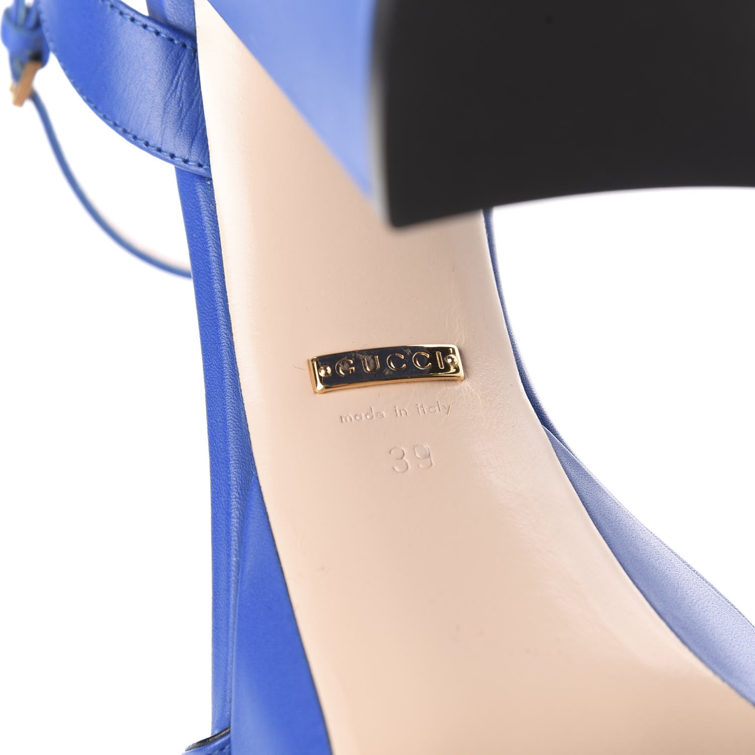 Gucci Calfskin GG Marmont Ankle Wrap 30/115mm Platform Sandals 39 Bright Blue 9 of 10