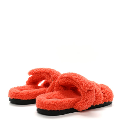 Hermes Woolskin Womens Chypre Sandals 38 Orange 4 of 8