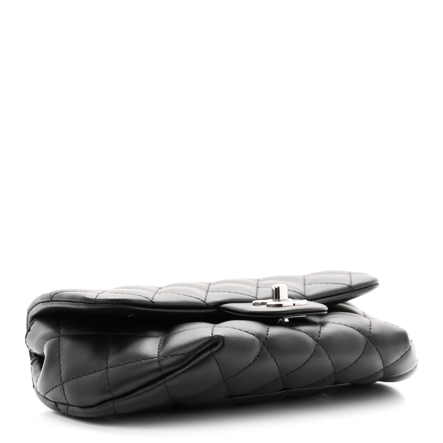 Calfskin Quilted CC Uniform Flap Belt Bag Black