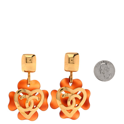 Chanel Tortoise CC Heart Clip On Earrings Gold 2 of 4