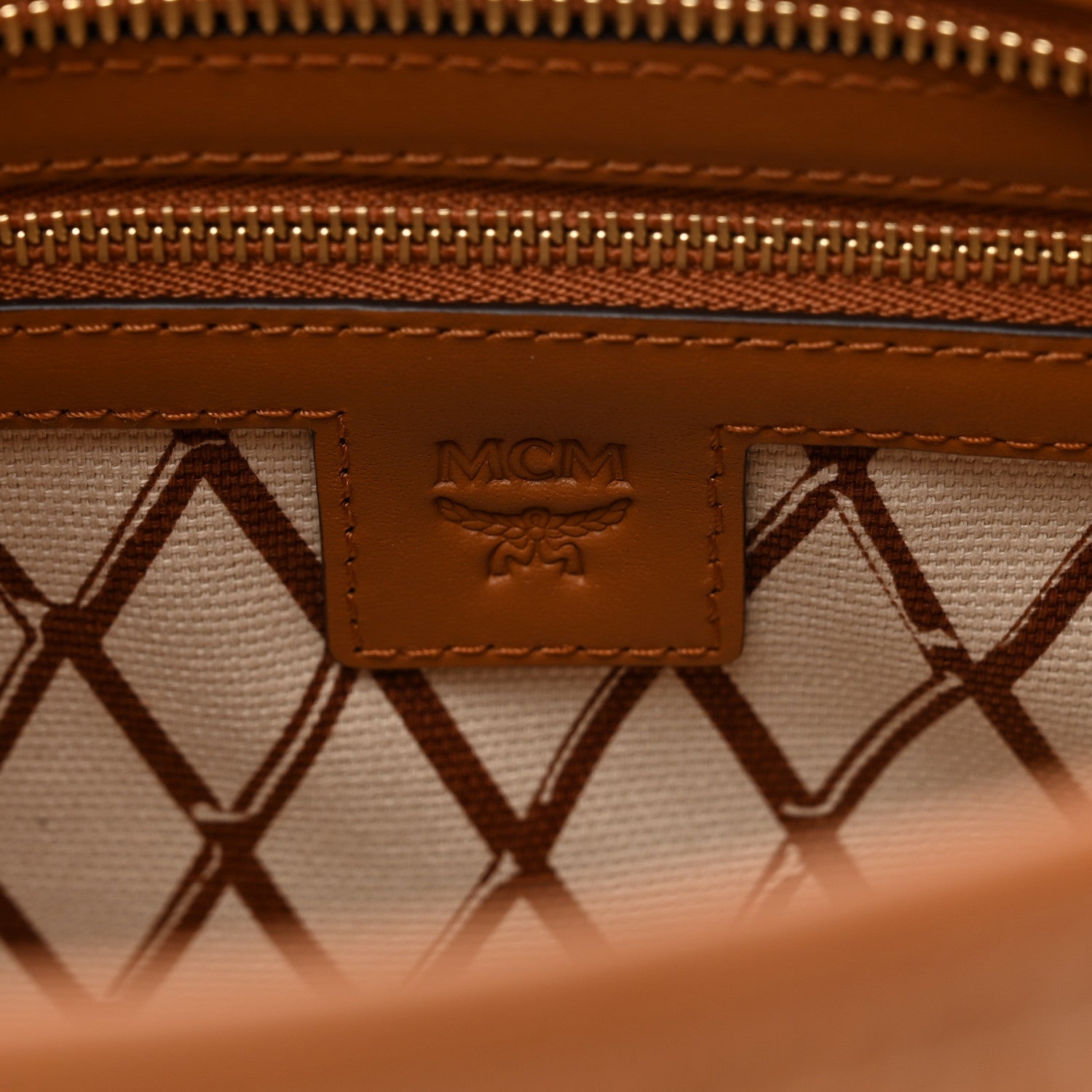 MCM Visetos Mini Toni Shopper Tote Cognac 7 of 9