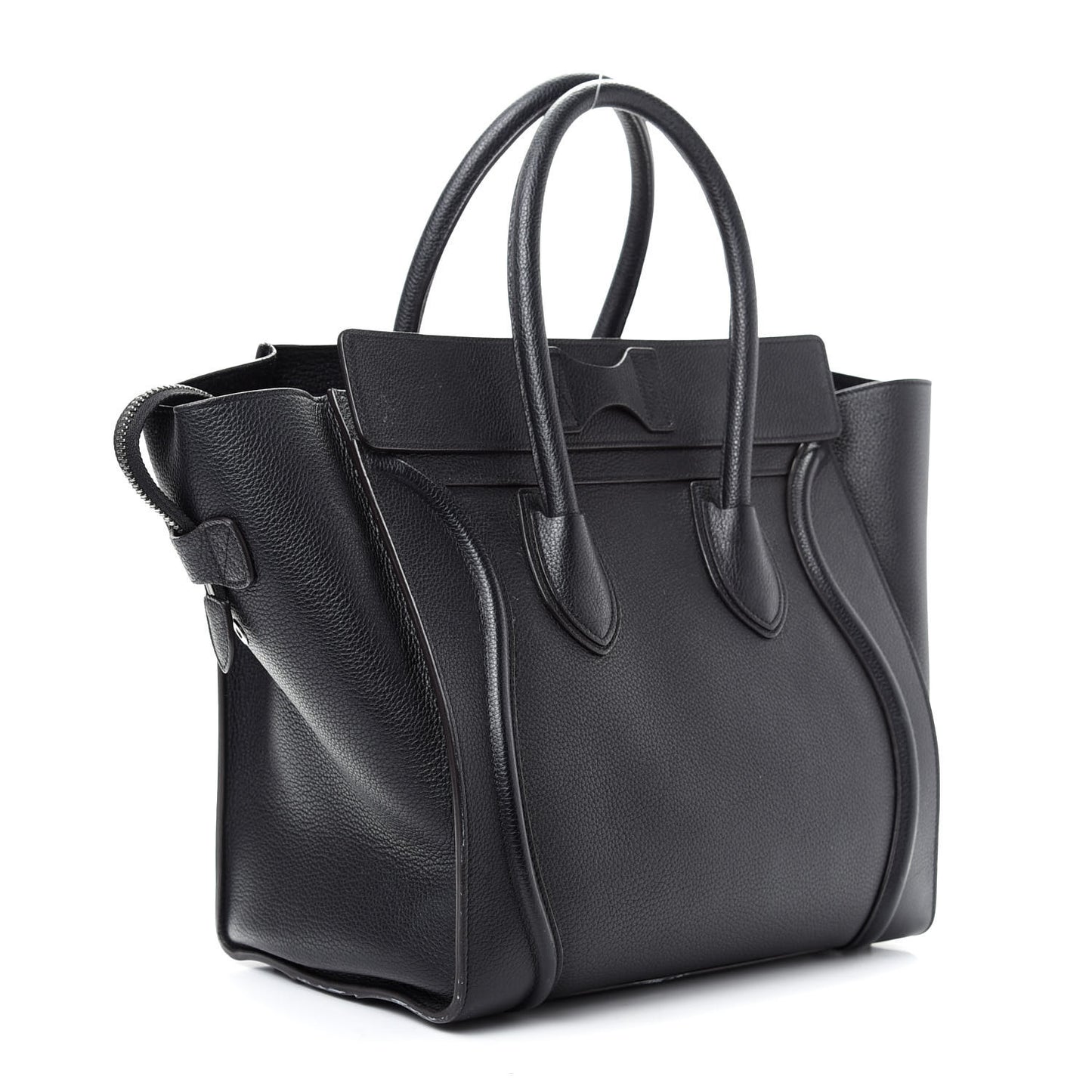 Drummed Calfskin Mini Luggage Black