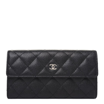 Chanel Caviar Quilted Large Gusset Flap Wallet Black 1 of 14