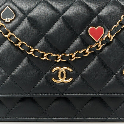 Chanel Lambskin Quilted Enamel Coco Casino Wallet On Chain WOC Black 9 of 12