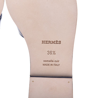 Hermes Calfskin Oran Sandals 36.5 Bleu 11 of 13