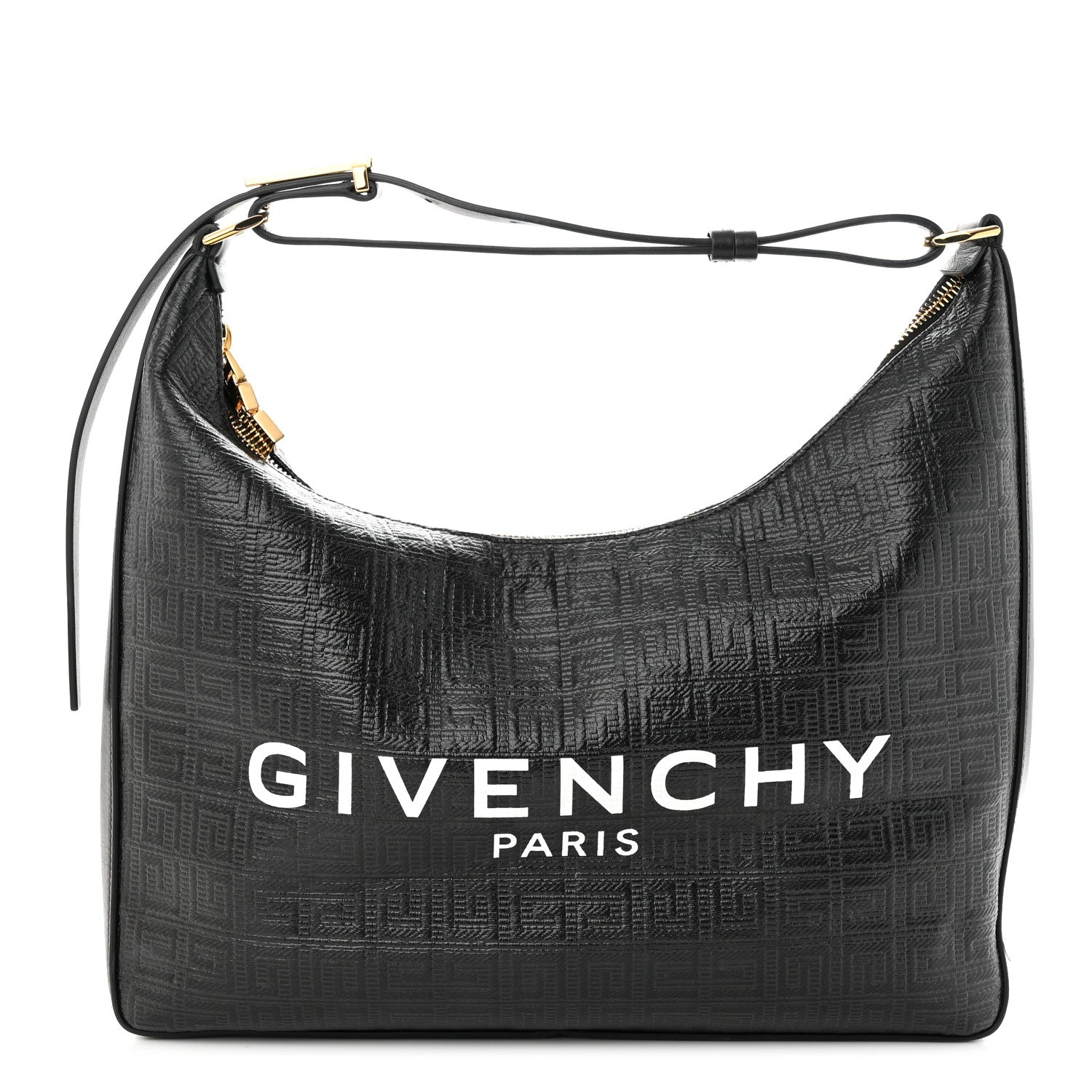 Givenchy Coated Canvas Logo 4G Embossed Medium Moon Cut Out Shoulder Bag Black 1 of 11