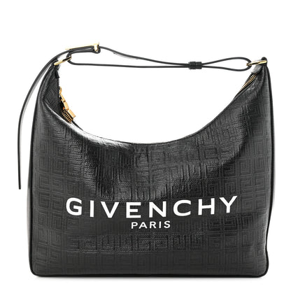 Givenchy Coated Canvas Logo 4G Embossed Medium Moon Cut Out Shoulder Bag Black 1 of 11