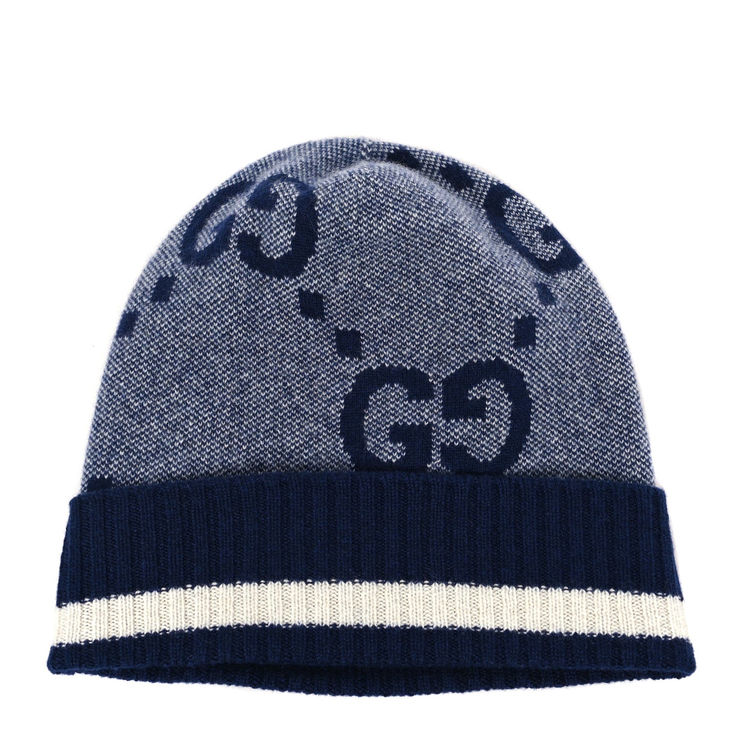 Cashmere Jacquard Monogram Jumbo GG Canvy Hat Beanie Hat M Blue Ivory