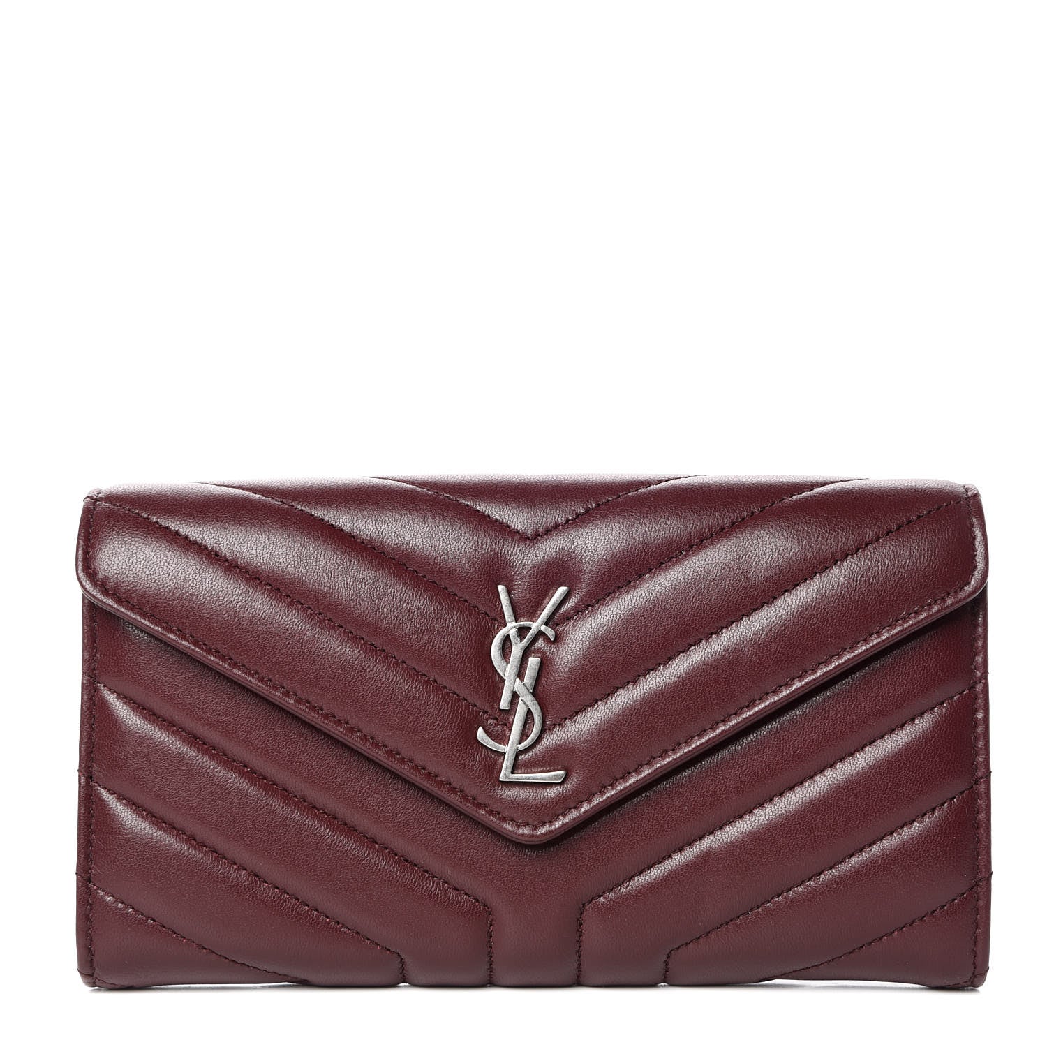 Saint Laurent Lambskin Y Quilted Monogram Large Loulou Flap Wallet Legion Red 1 of 12