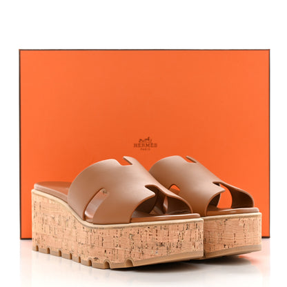 Hermes Calfskin Cork Eze 30 Sandals 40 Gold 9 of 9