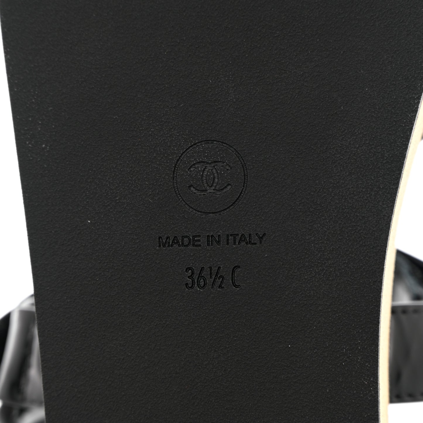 Laminated Goatskin Chain Sandals 36.5 Black