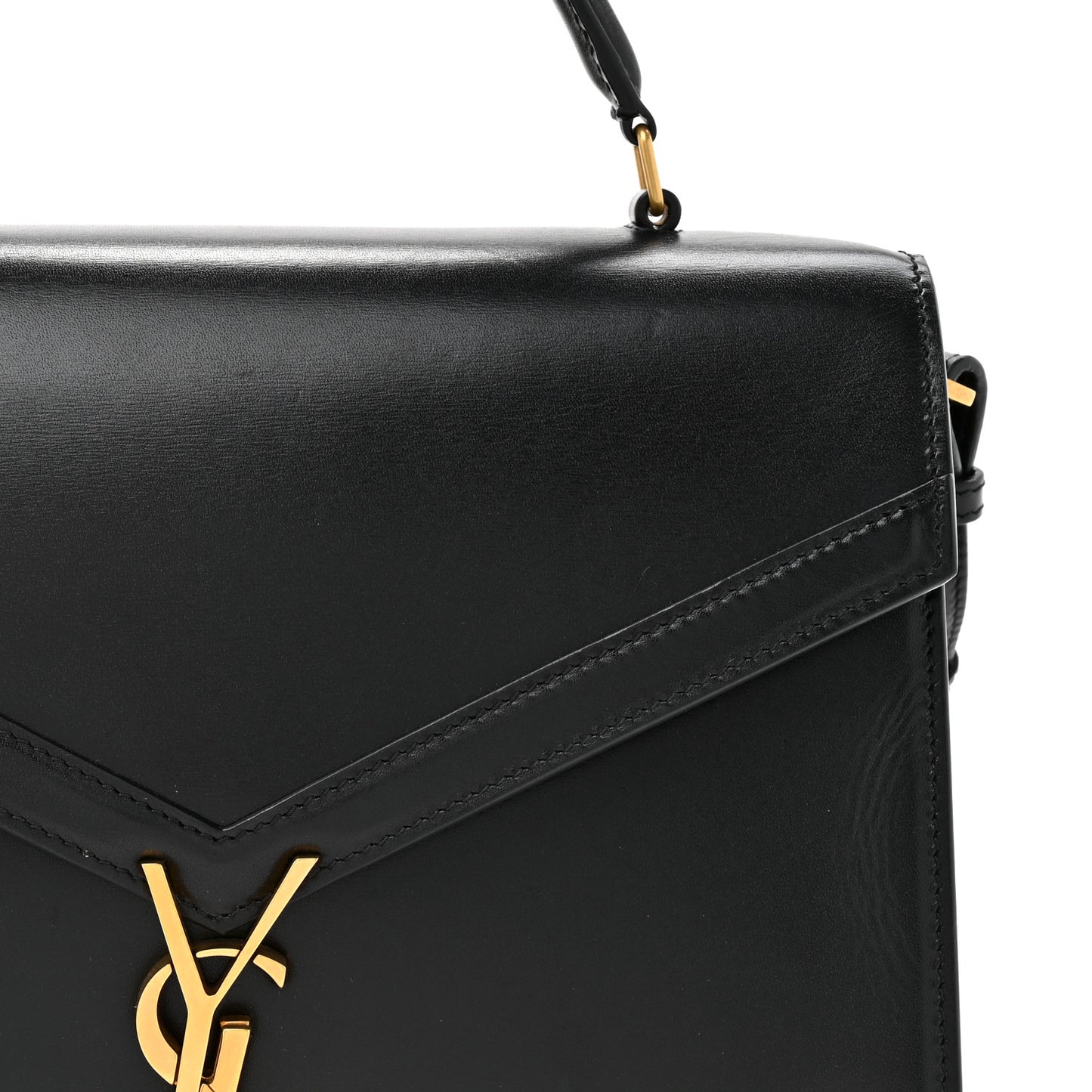 Smooth Calfskin Medium Classic Monogram Cassandra Top Handle Black
