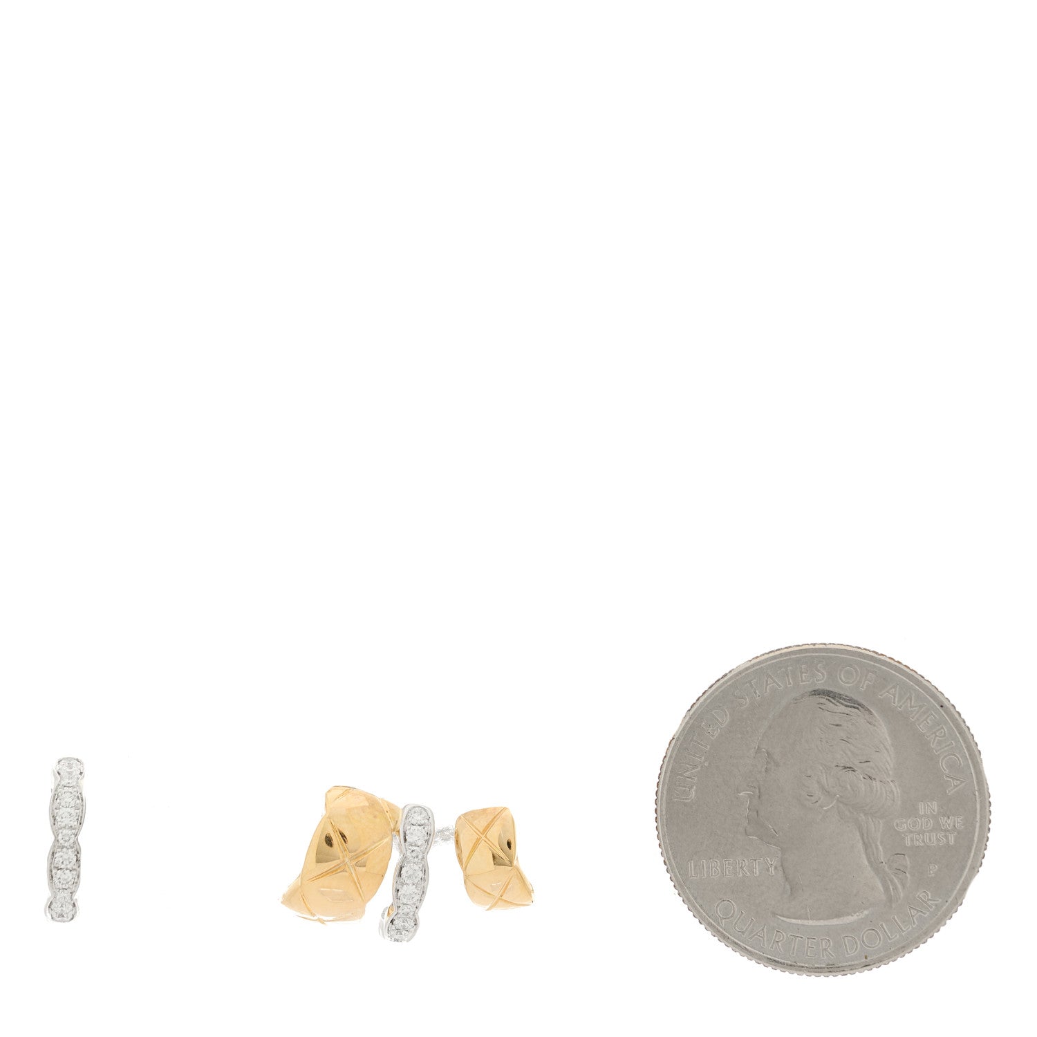 Chanel 18K Yellow White Gold Diamond Coco Crush Earrings 2 of 5